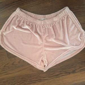 John Galt Pink Velvet Shorts